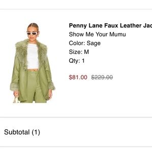 Show Me Your MuMu Green Leather Jacket